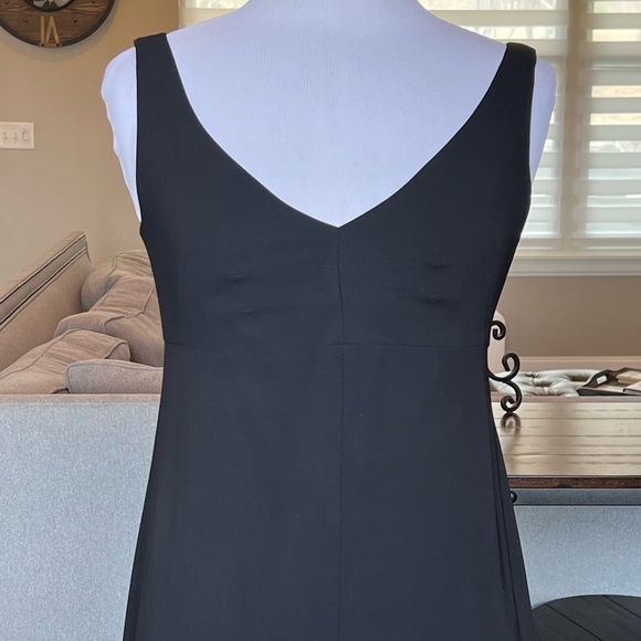 Y2K J.Crew Black Midi Dress V-Front & Back size 6 8 M Fit & Flare - Picture 2 of 15